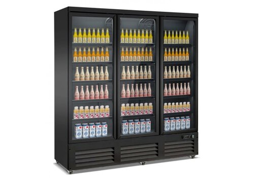  HorecaTraders Congélateur avec 3 portes vitrées | noir | 1880x705x2050(h) mm 