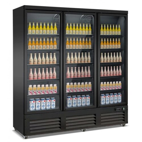  HorecaTraders Vrieskast met 3  glasdeuren | zwart | 1880x705x2050(h) mm 