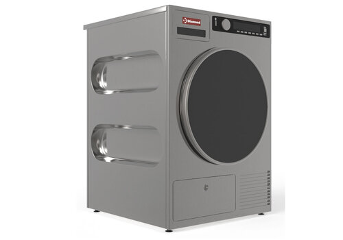 HorecaTraders Sèche-linge professionnel en acier inoxydable avec vidange | 8 kg | 1,1 kW 230 volts | 595 x 710 x 865   HorecaTraders Sèche-linge professionnel en acier inoxydable avec vidange | 8 kg | 1,1 kW 230 volts | 595 x 710 x 865