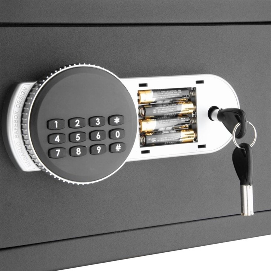 Coffre-fort pour chambre d'hôtel noir | 200(H)x310(L)x200(P)mm