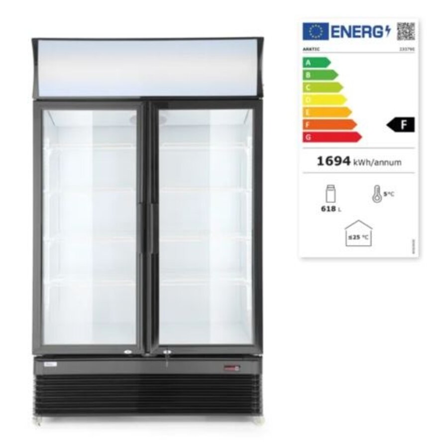 Vitrine réfrigérée double porte 643 l 230 V 510 W