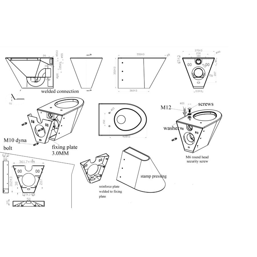 Wall-mounted toilet | stainless steel | 2 models