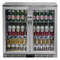 Présentoir de bar réfrigéré | Argent | 2 portes coulissantes en verre
