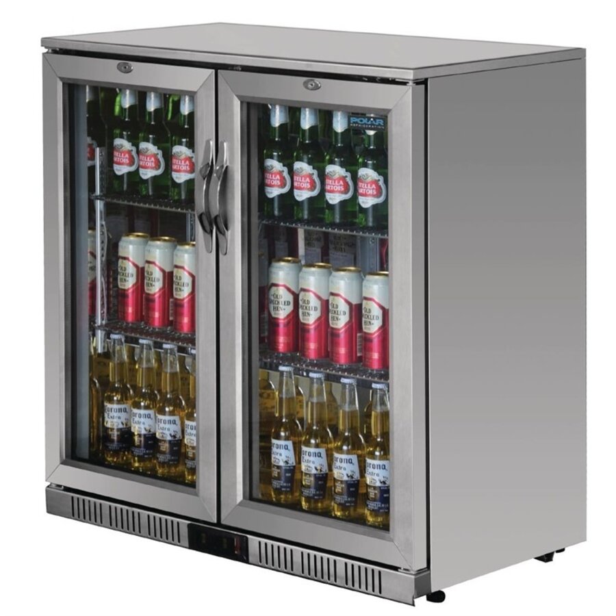 Bar Display Cooler | Silver | 2 Glass Sliding Doors