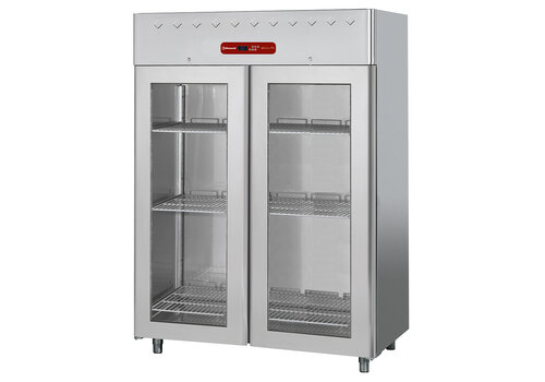  HorecaTraders Refrigerator with 2 glass doors | 0° +10° | 1400 L | 1540 x 820 x 2025 