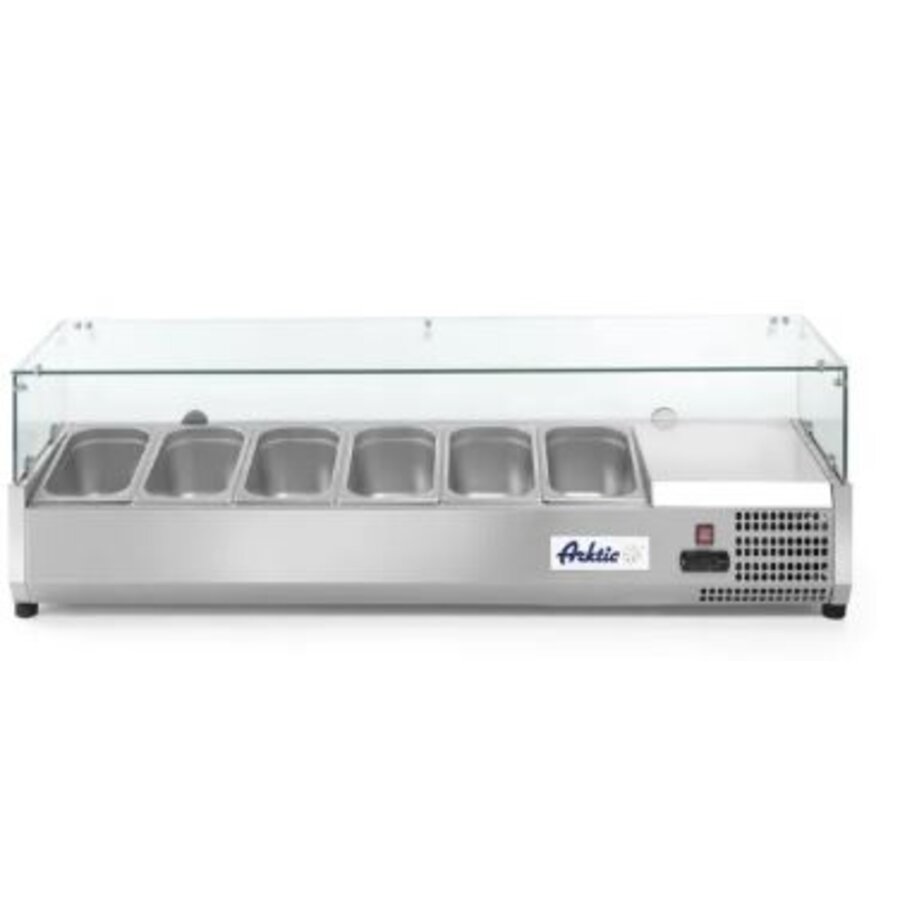 Horeca Opzetkoelvitrine 7x GN 1/3 met hard glazen kap
