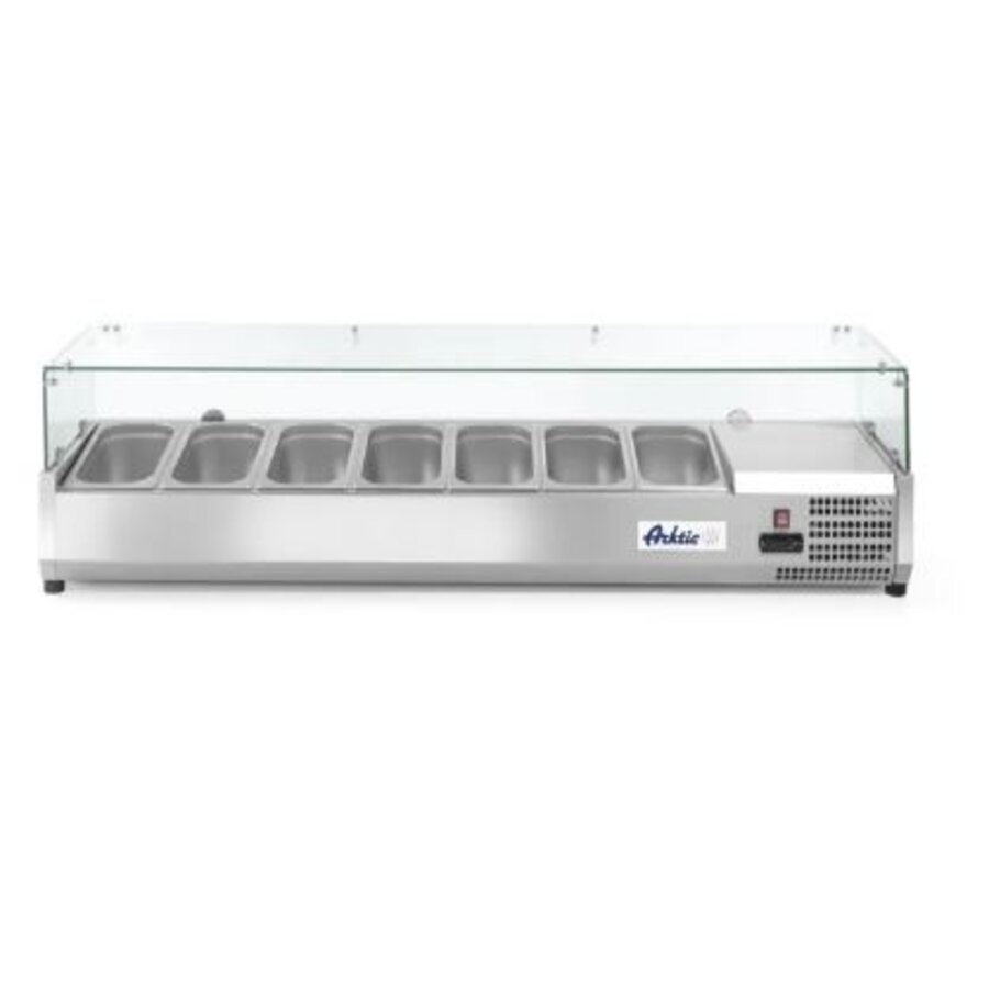 Horeca Opzetkoelvitrine 6x GN 1/3 met hard glazen kap