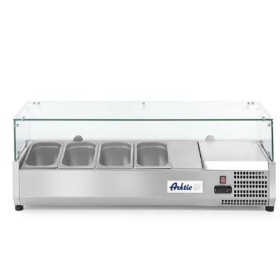 Horeca Opzetkoelvitrine 4x GN 1/3 met hard glazen kap