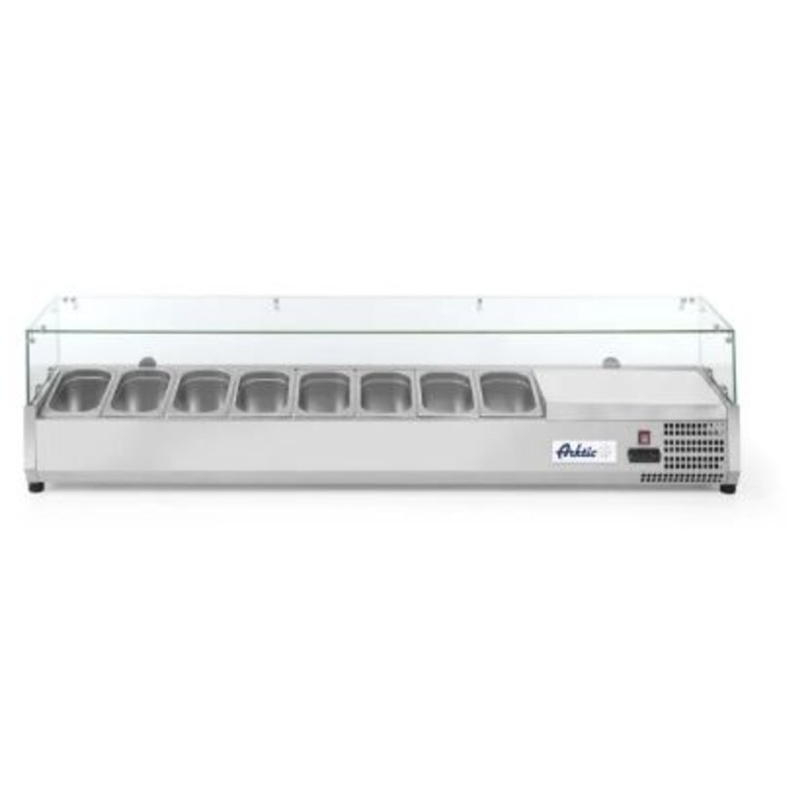 Horeca Opzetkoelvitrine display glas 8x GN 1/4 230V 180W
