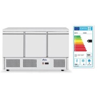 Horeca Pizzawerkbank met drie deuren koelvitrine 380+40 l 230V 400W
