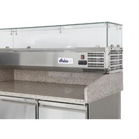 Horeca Pizzawerkbank met drie deuren koelvitrine 380+40 l 230V 400W