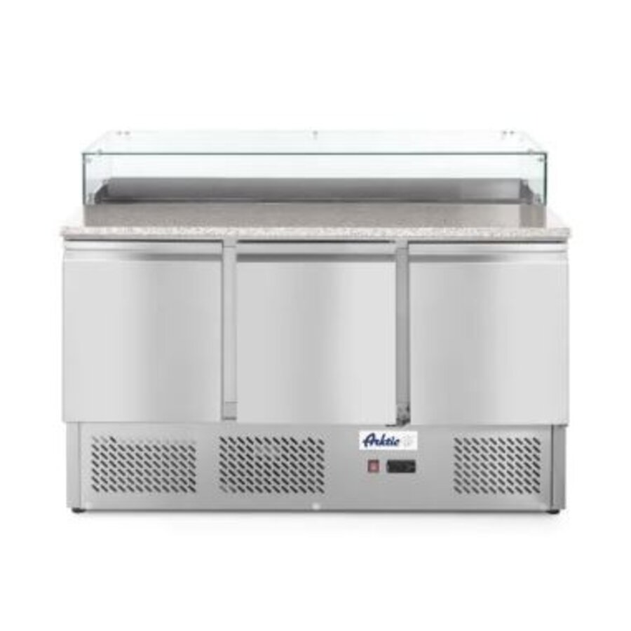 Établi à pizza avec trois portes 380 l espace pour 8x GN 1/6