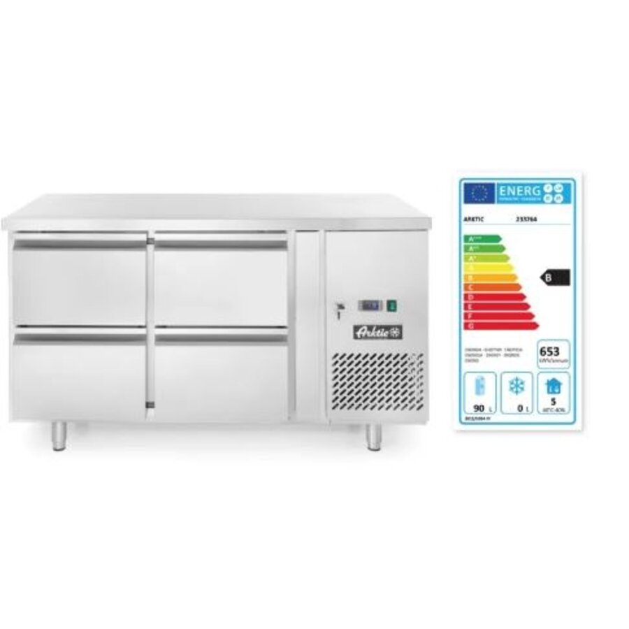 Établi réfrigéré pour hôtellerie avec 4 tiroirs 280 l 230 V 250 W