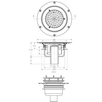 siphon de sol | ø 155mm | Acier inoxydable 304 | connexion verticale | 1 l/s