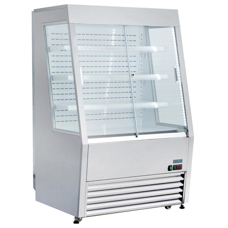 Refrigerator with sliding windows stainless steel 145(h) x 91.8(w) x 79.2(d)cm +2°C to +10°C Automatic defrost