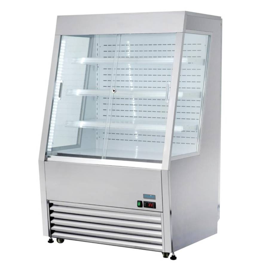 Refrigerator with sliding windows stainless steel 145(h) x 91.8(w) x 79.2(d)cm +2°C to +10°C Automatic defrost