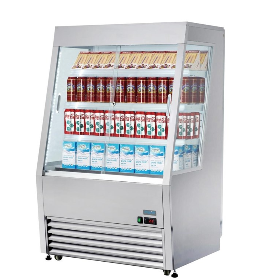 Koelkast met schuifruiten rvs 145(h) x 91,8(b) x 79,2(d)cm +2°C tot +10°C Automatische afdooiing