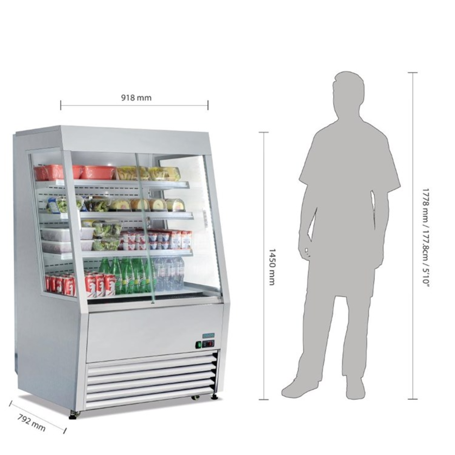 Refrigerator with sliding windows stainless steel 145(h) x 91.8(w) x 79.2(d)cm +2°C to +10°C Automatic defrost
