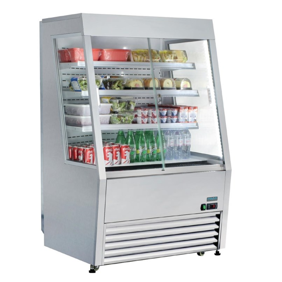 Koelkast met schuifruiten rvs 145(h) x 91,8(b) x 79,2(d)cm +2°C tot +10°C Automatische afdooiing