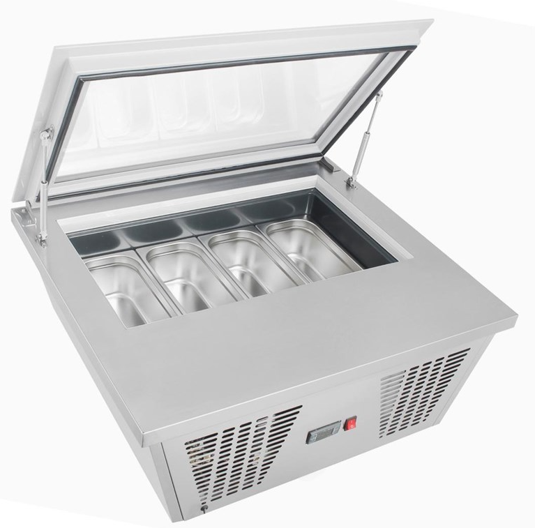 Kleiner Gefrierschrank, 4 Fächer für italienisches Speiseeis -24 °C bis -15 °C, 37,7 (H) x 86,5 (B) x 73,5 (T) cm