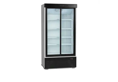  HorecaTraders Refrigerator 2 doors with sliding doors | Extra small soft drink cooler | 1000 x 735 x 1990 mm 