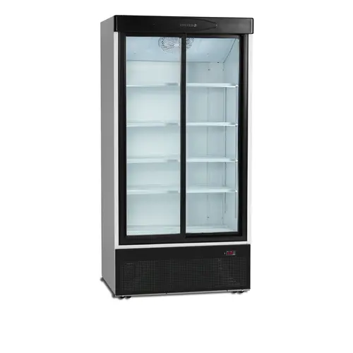  HorecaTraders Refrigerator 2 doors with sliding doors | Extra small soft drink cooler | 1000 x 735 x 1990 mm 