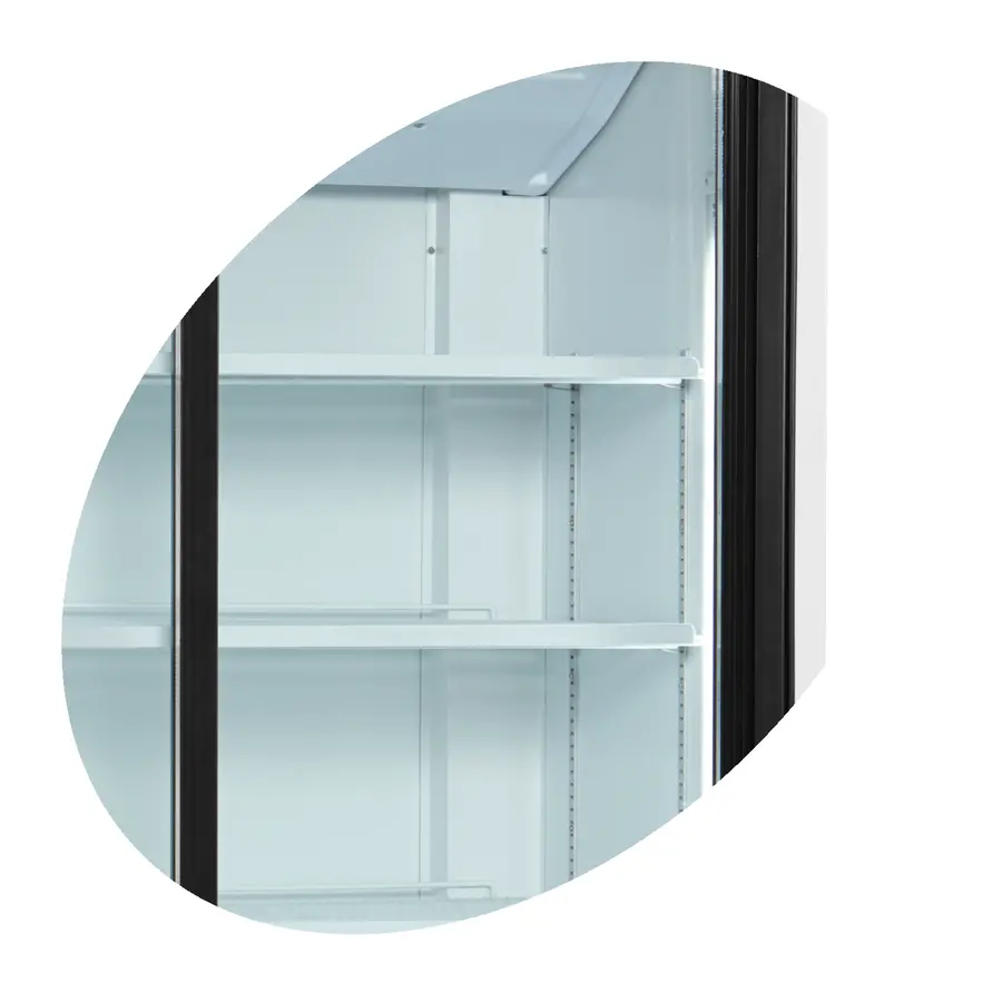 Kühlschrank 2 Türen mit Schiebetüren | Extra kleiner Softdrink-Kühlschrank | 1000 x 735 x 1990 mm