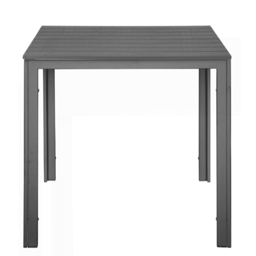 Table de jardin Valletta grise – Lattes en bois – 780 x 780 x 742 mm – Carrée et résistante aux intempéries