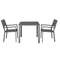 Table de jardin Valletta grise – Lattes en bois – 780 x 780 x 742 mm – Carrée et résistante aux intempéries