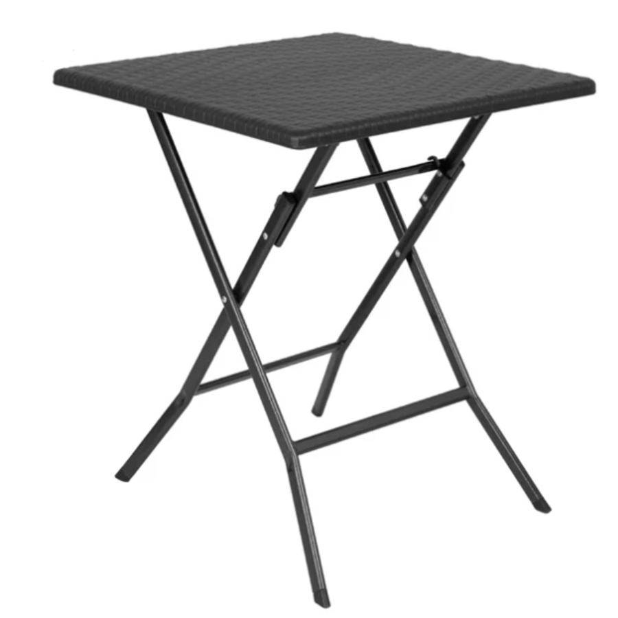 Table pliante carrée noire – 730 x 620 x 620 mm – Peu encombrante et durable