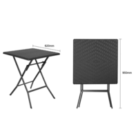 Table pliante carrée noire – 730 x 620 x 620 mm – Peu encombrante et durable