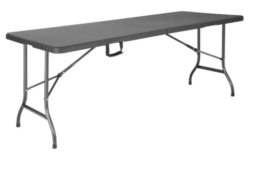  Bolero Rattan Rectangular Folding Table Black 1829x743x728mm – Sturdy & Space-Saving 