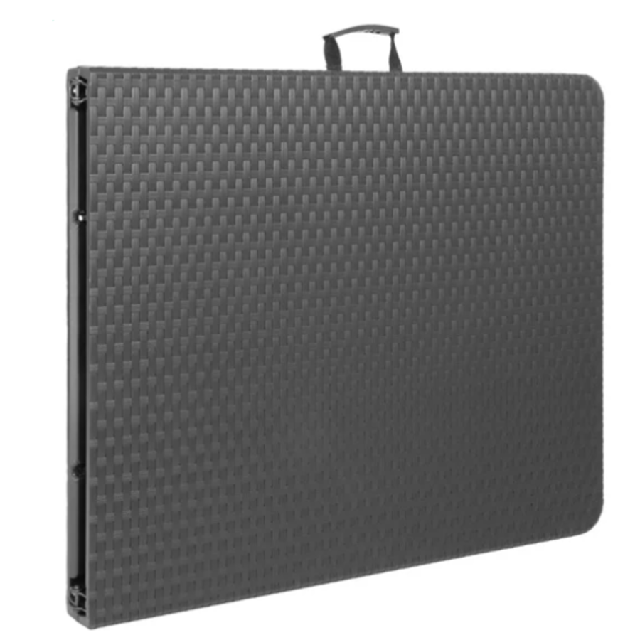 Table pliante rectangulaire en rotin noir 1829 x 743 x 728 mm – Robuste et peu encombrante