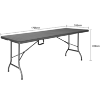 Table pliante rectangulaire en rotin noir 1829 x 743 x 728 mm – Robuste et peu encombrante