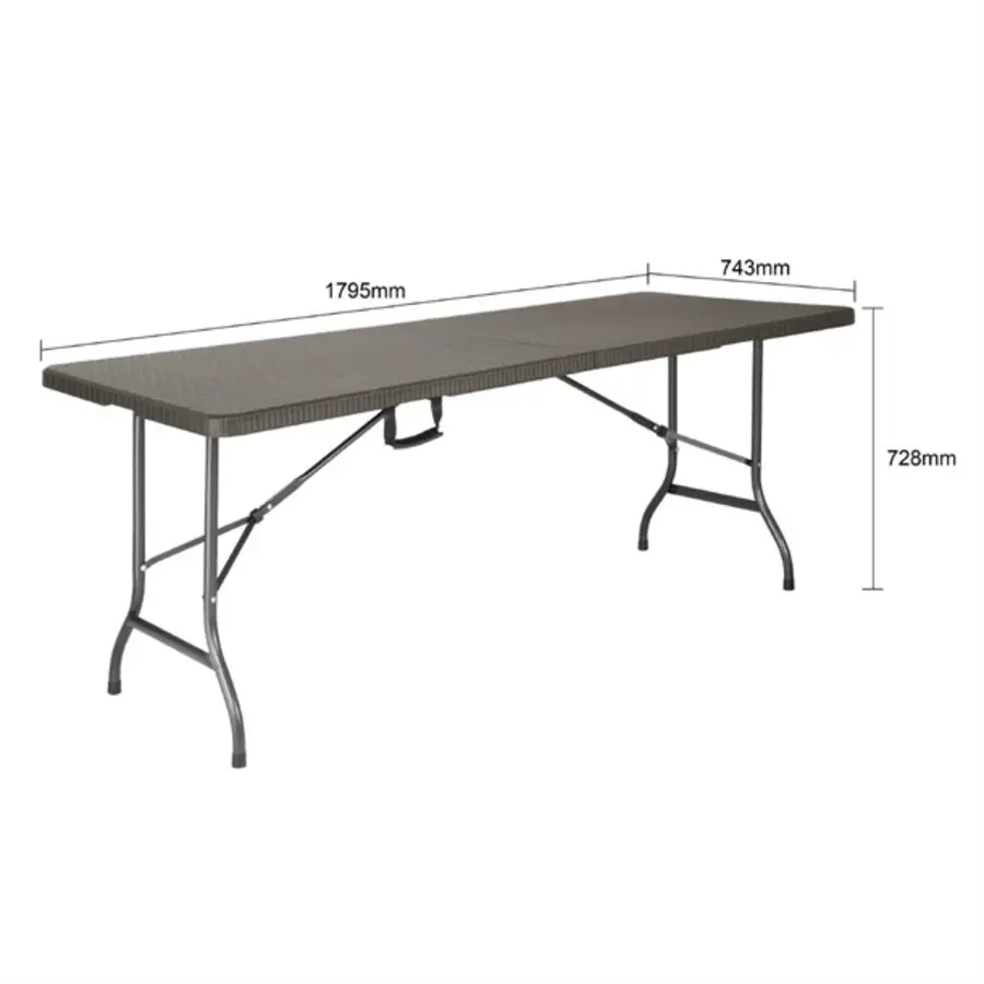 Table à manger pliable aspect rotin marron 1829 mm