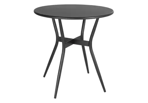 Bolero Table d'extérieur ronde Santiago avec revêtement en poudre noire 690 mm 