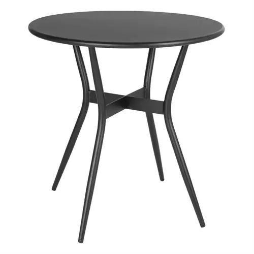  Bolero Table d'extérieur ronde Santiago avec revêtement en poudre noire 690 mm 