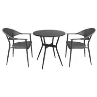 Table d'extérieur ronde Santiago avec revêtement en poudre noire 690 mm