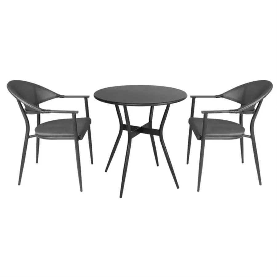 Table d'extérieur ronde Santiago avec revêtement en poudre noire 690 mm