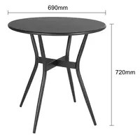 Table d'extérieur ronde Santiago avec revêtement en poudre noire 690 mm