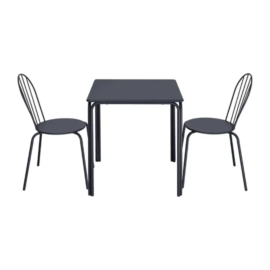 Table carrée Adeline en acier 700 mm bleu ardoise – Durable et tendance