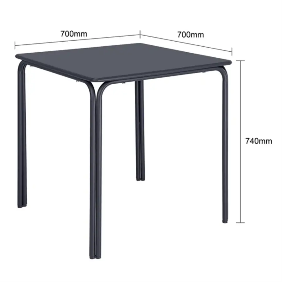 Table carrée Adeline en acier 700 mm bleu ardoise – Durable et tendance