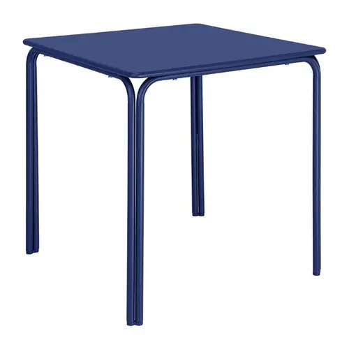  Bolero Table carrée Adeline en acier 700 mm bleu foncé – Robuste et tendance 