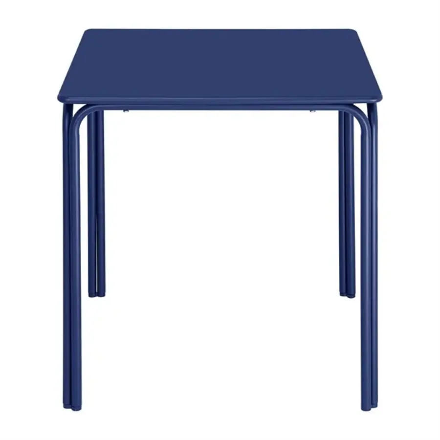 Table carrée Adeline en acier 700 mm bleu foncé – Robuste et tendance