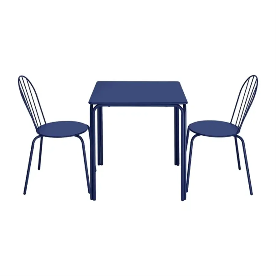 Table carrée Adeline en acier 700 mm bleu foncé – Robuste et tendance