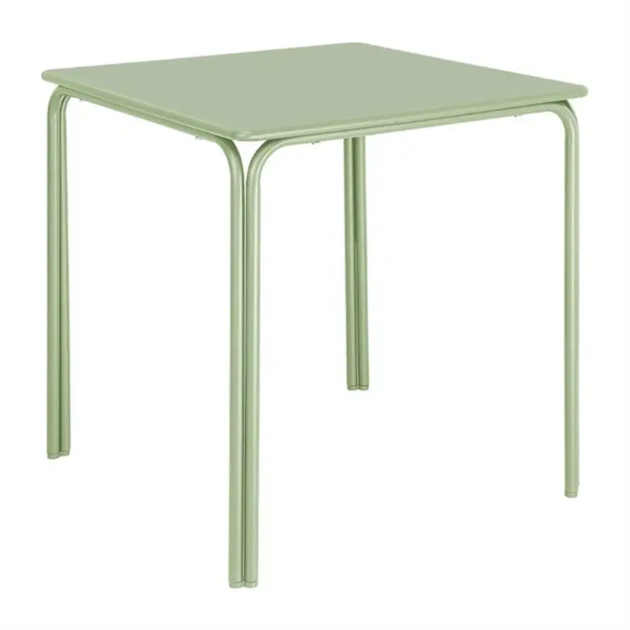 Table carrée en acier vert clair 700 mm – élégante et durable