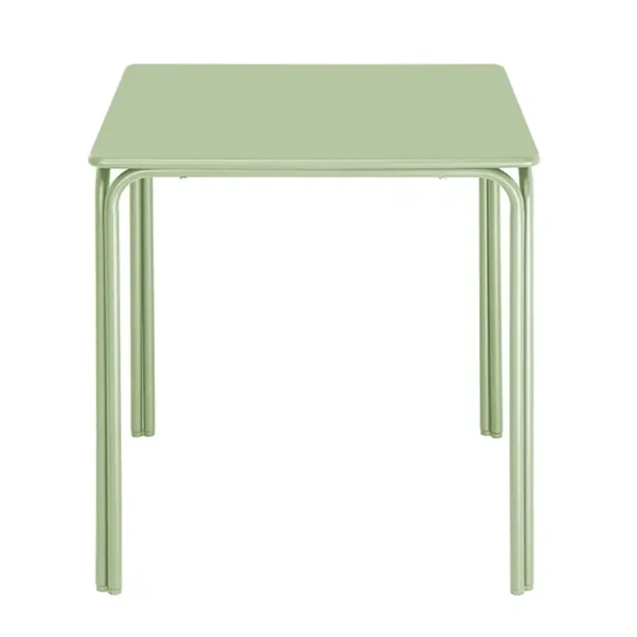 Table carrée en acier vert clair 700 mm – élégante et durable