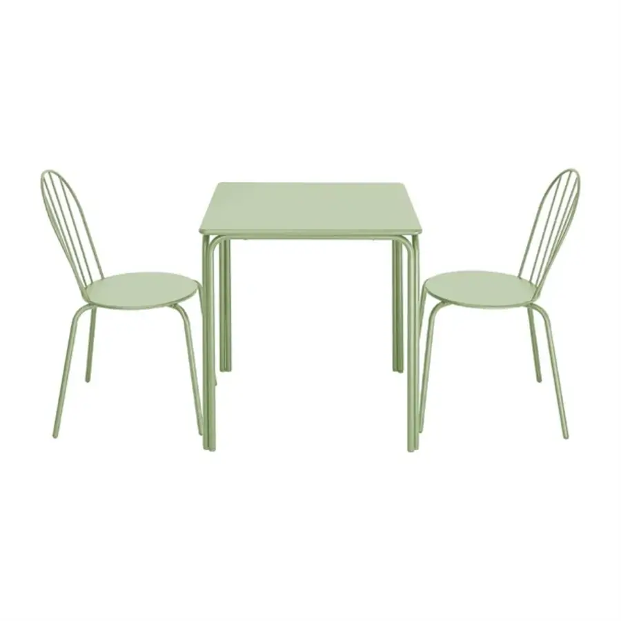 Table carrée en acier vert clair 700 mm – élégante et durable