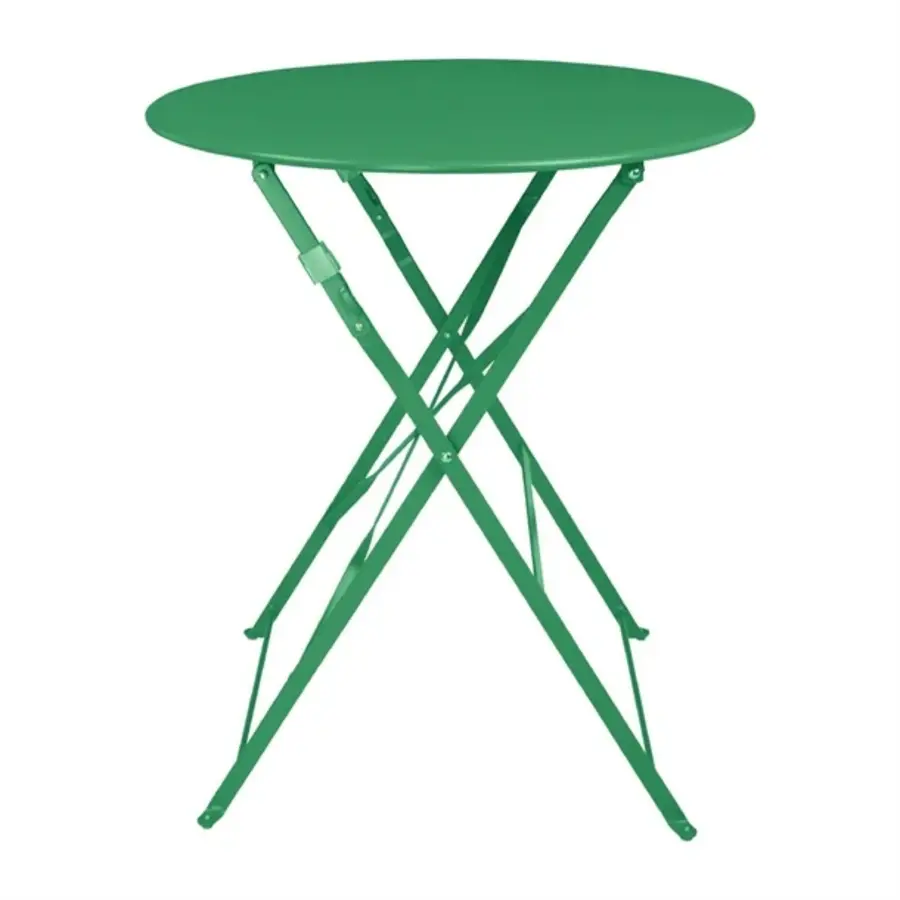 Table ronde style trottoir vert forêt – 710 x Ø 600 mm – Légère et pliable