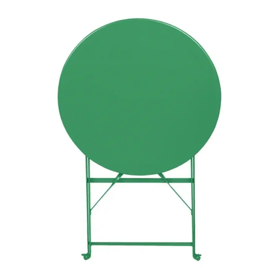 Table ronde style trottoir vert forêt – 710 x Ø 600 mm – Légère et pliable